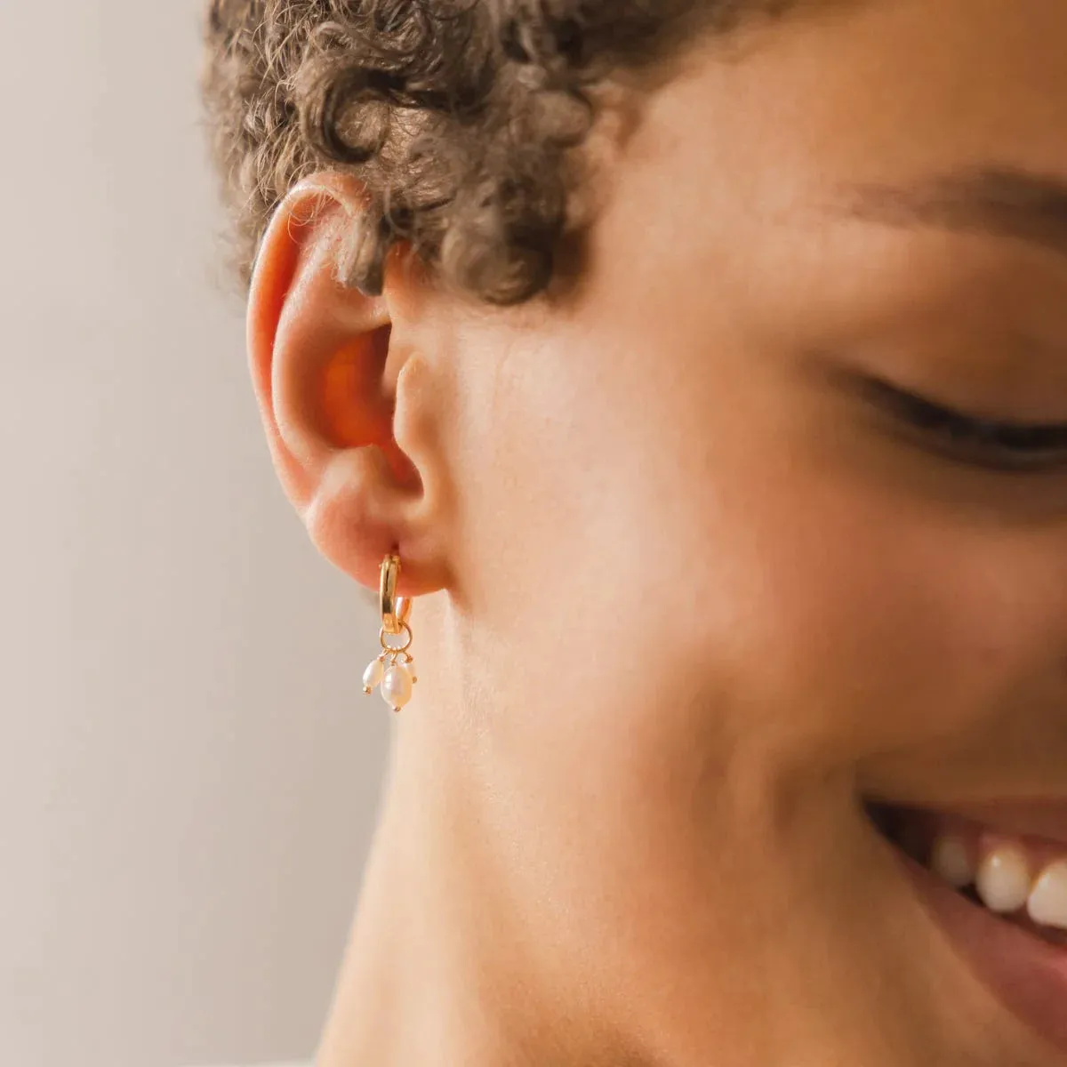 Pearl Cluster Hooplet Earrings