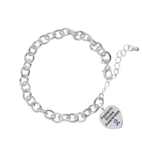 Pediatric Stroke Awareness Heart Charm Chunky Chained Bracelets