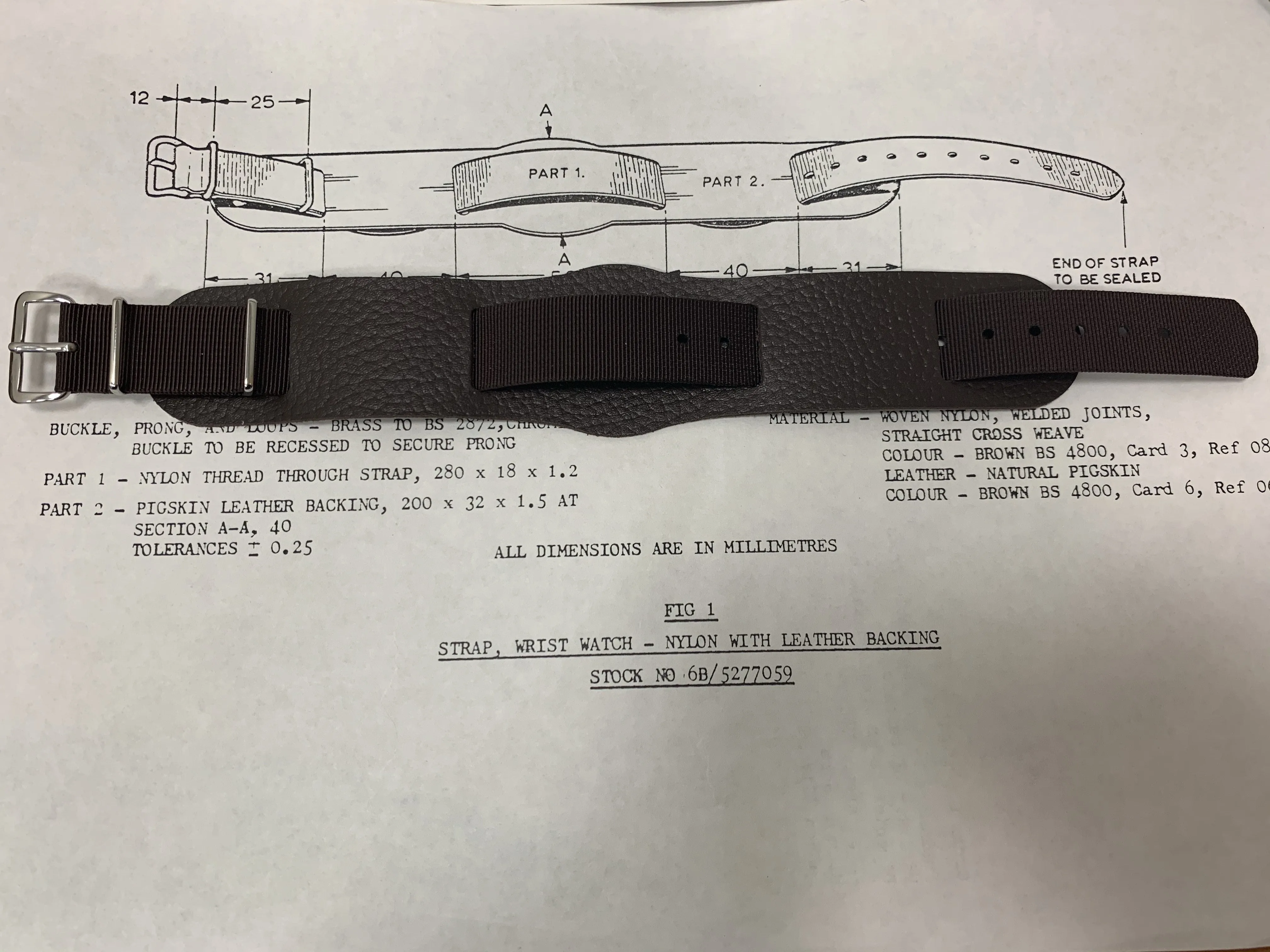 RAF-74 Leather / Nylon Watch Strap 18mm