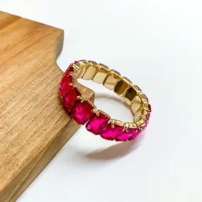 Rectangle Crystal Bracelet in Hot Pink