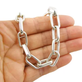 Rectangle Link Sterling Silver Chain Bracelet