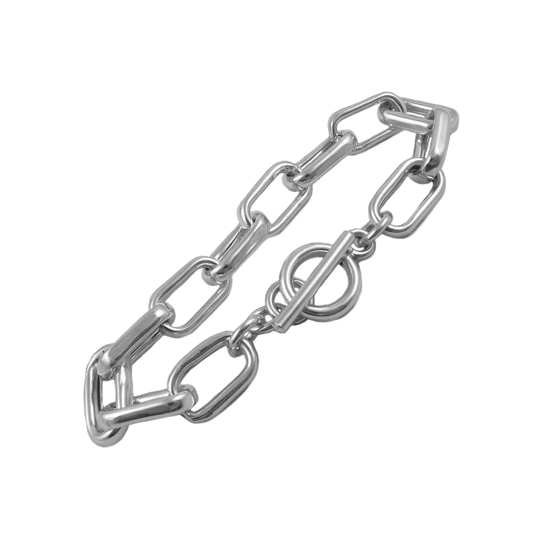 Rectangle Link Sterling Silver Chain Bracelet