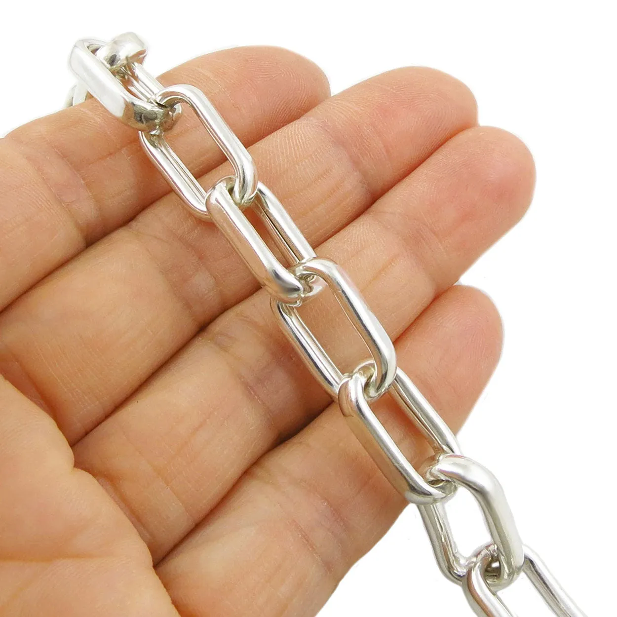Rectangle Link Sterling Silver Chain Bracelet