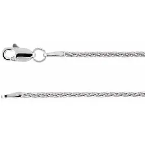 Rhodium-Plated Sterling Silver 1.5 mm Wheat 16" Chain