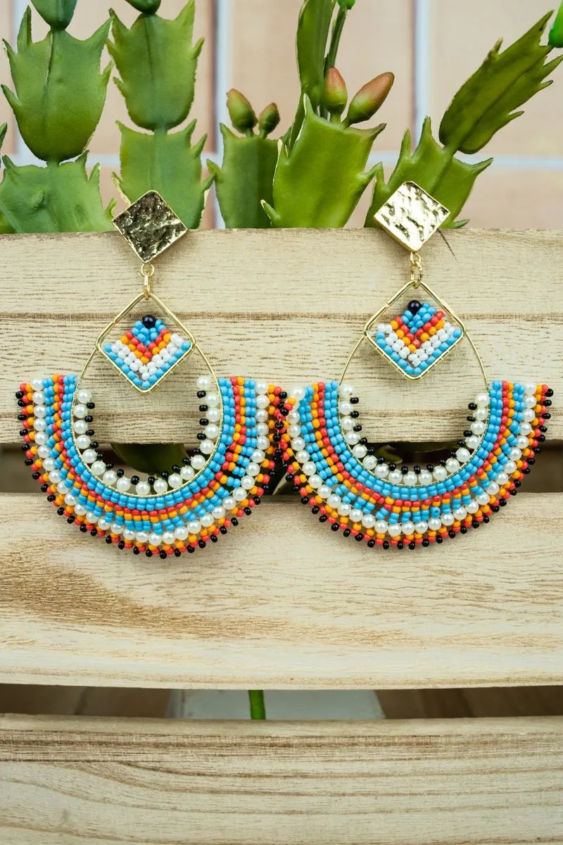 SALE! Angel Island Sunset Seed Bead Hoop Earrings