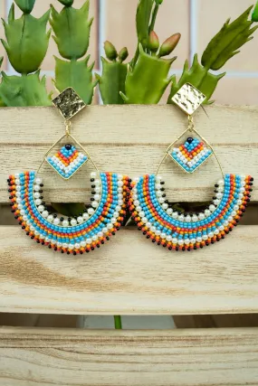 SALE! Angel Island Sunset Seed Bead Hoop Earrings