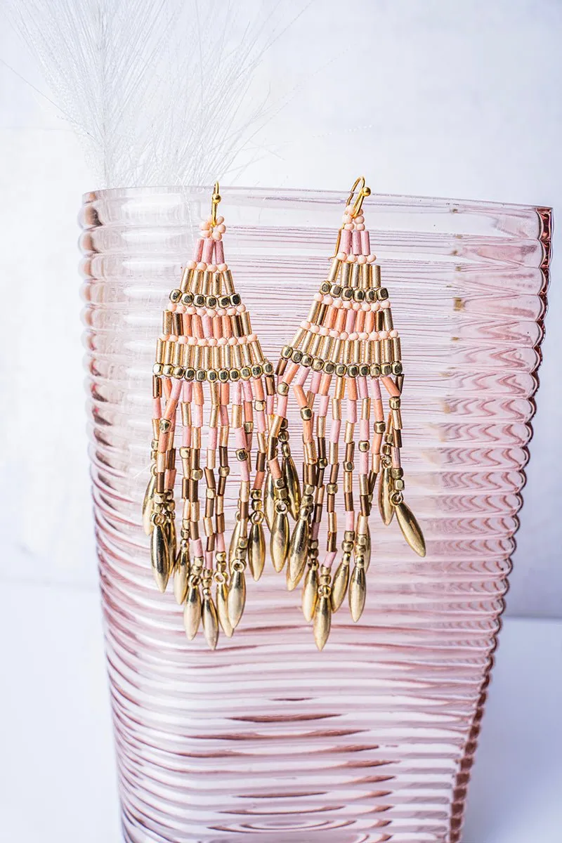 SALE! Golden Touch Multi-Color Seed Bead Fringe Earrings