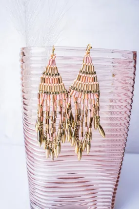 SALE! Golden Touch Multi-Color Seed Bead Fringe Earrings