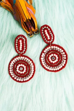SALE! Red Palm Bay Seed Bead Earrings