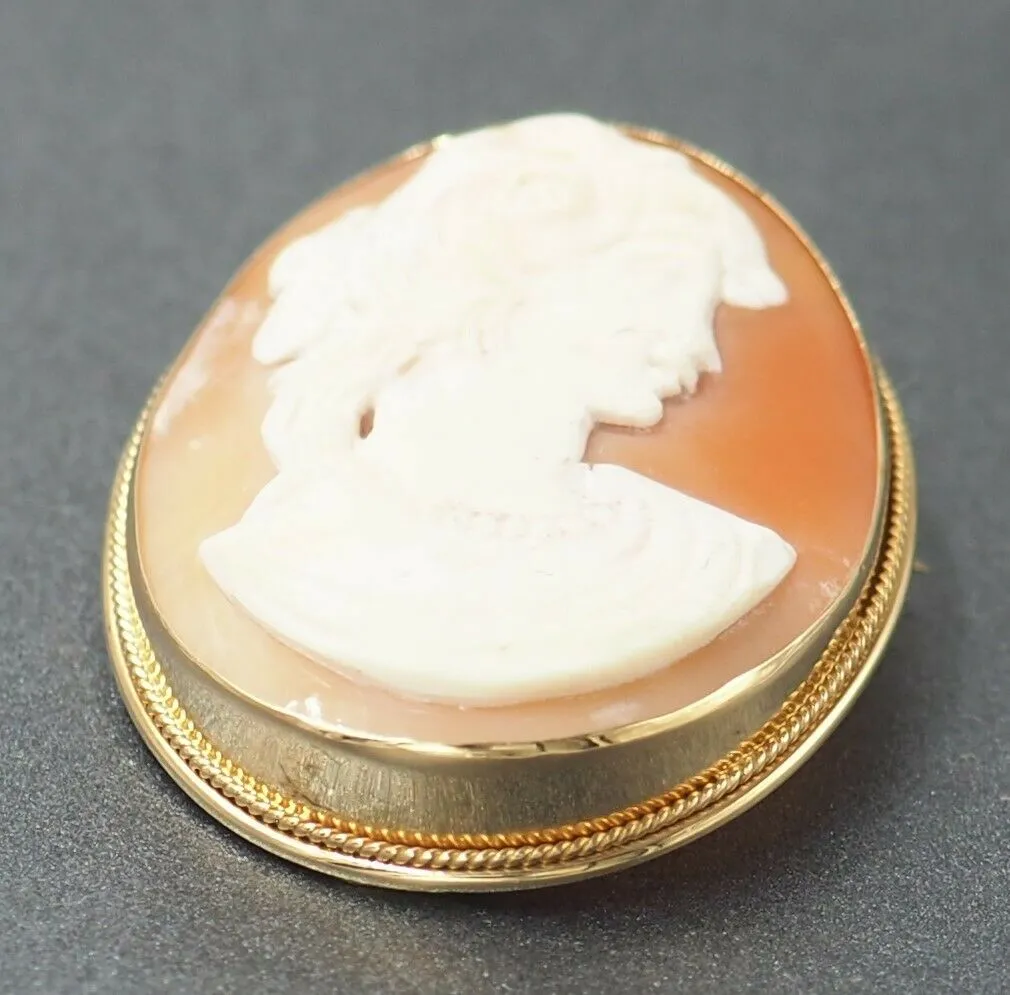 Shell Cameo 14ct Yellow Gold Brooch/Pendant