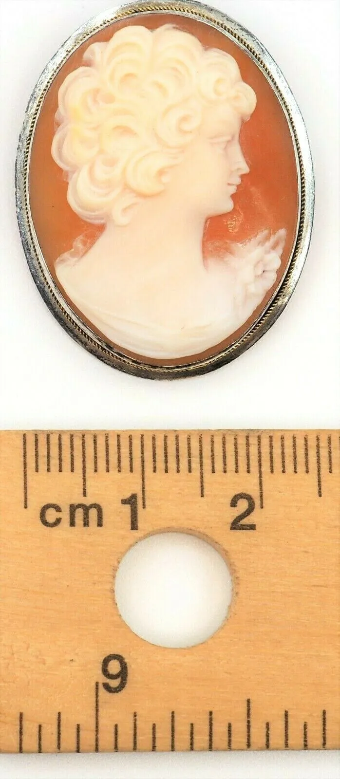 Shell Cameo 800 Sterling Silver Vintage Brooch/Pendant