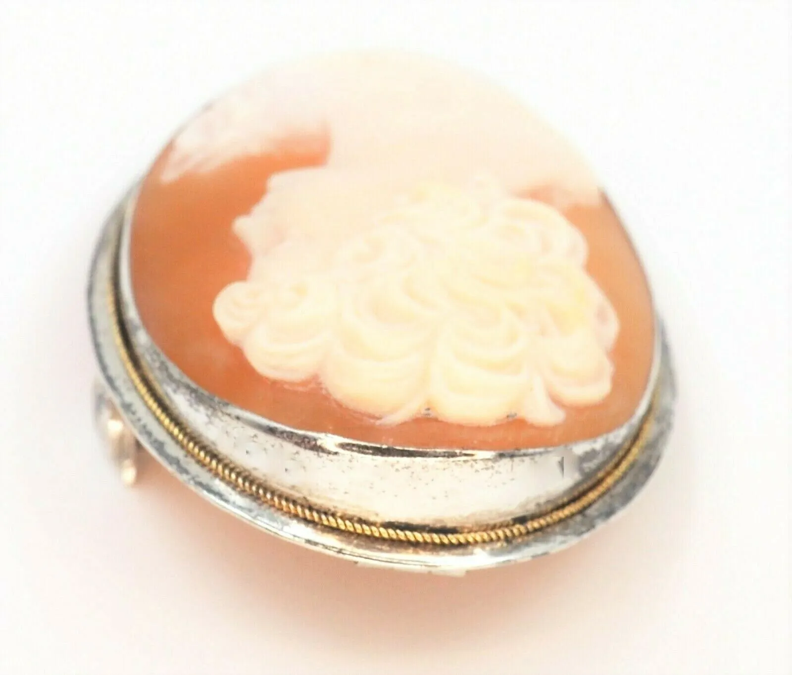 Shell Cameo 800 Sterling Silver Vintage Brooch/Pendant