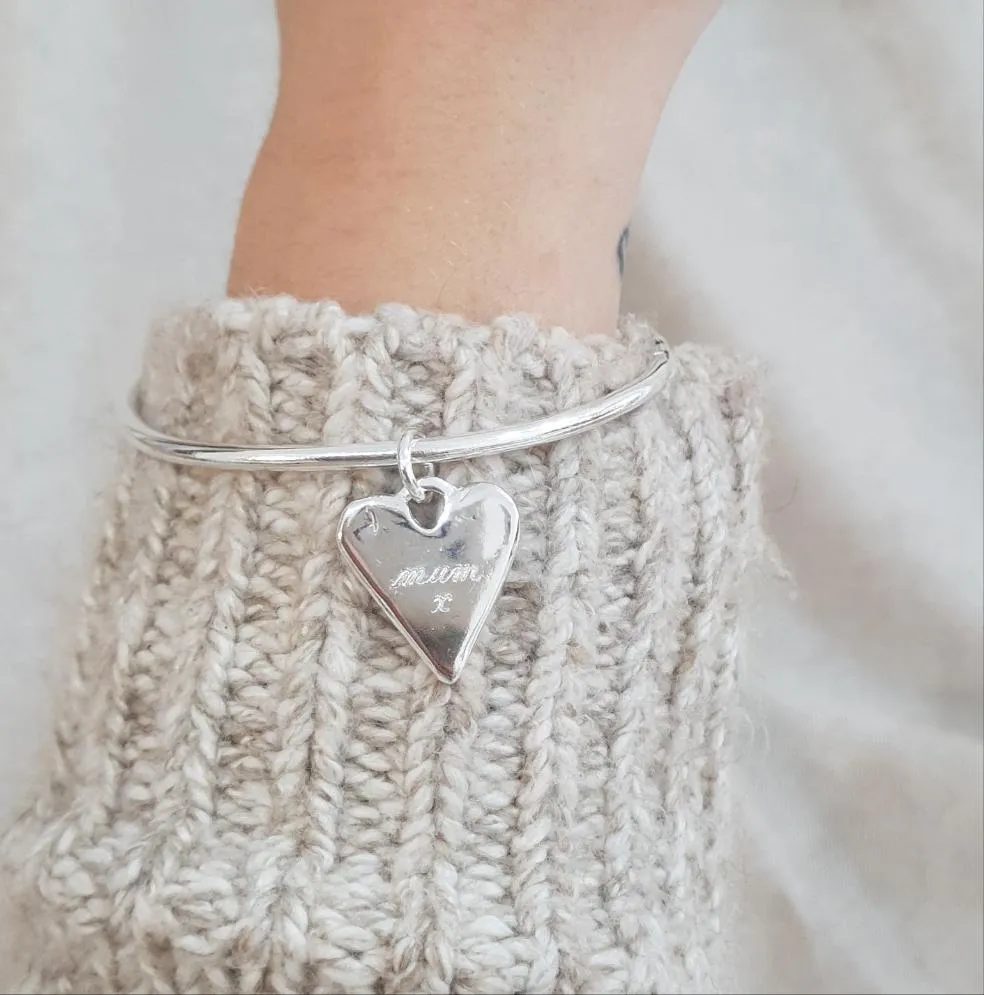 Signature Engraved Maxi Heart Bangle