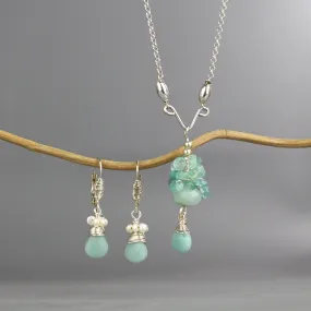 Silver Amazonite Pearl Jewelry Set