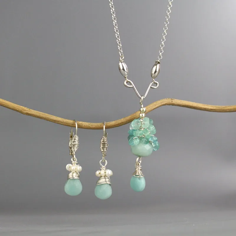 Silver Amazonite Pearl Jewelry Set