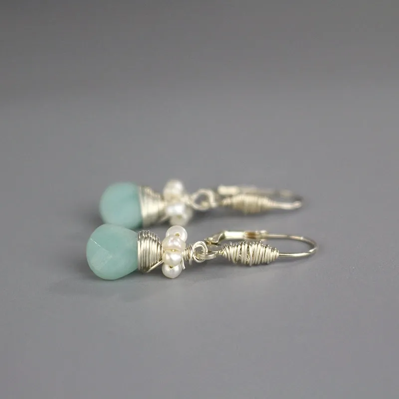 Silver Amazonite Pearl Jewelry Set