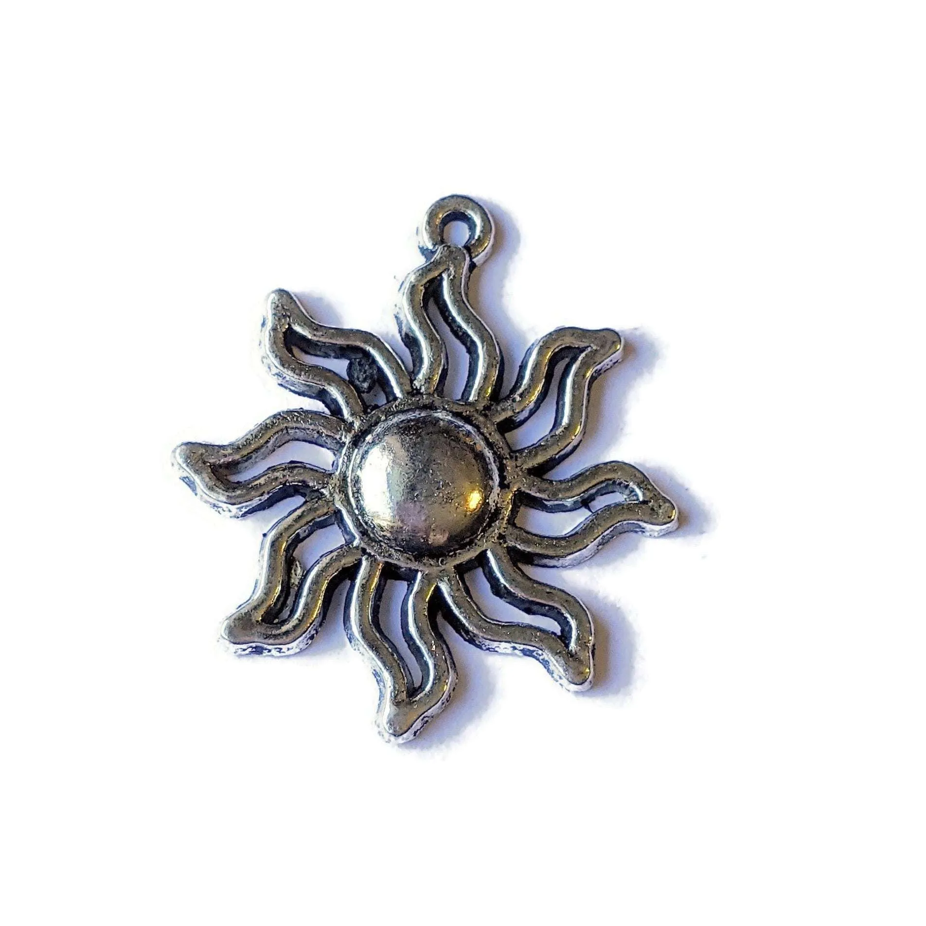 Silver Celestial Sun Charm Pendant