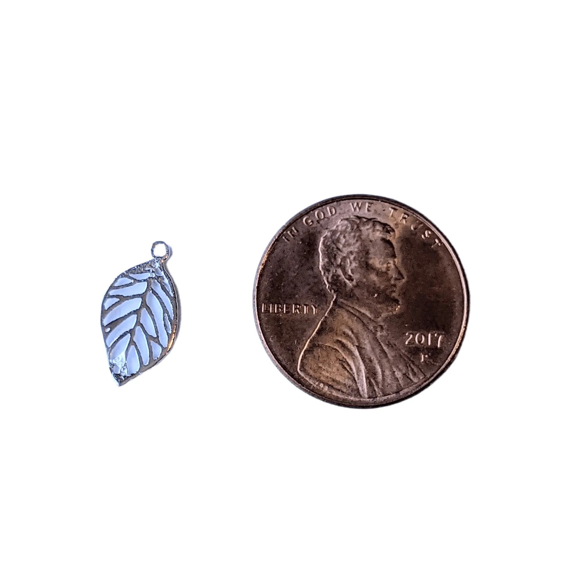 Silver Fancy Leaf Charm