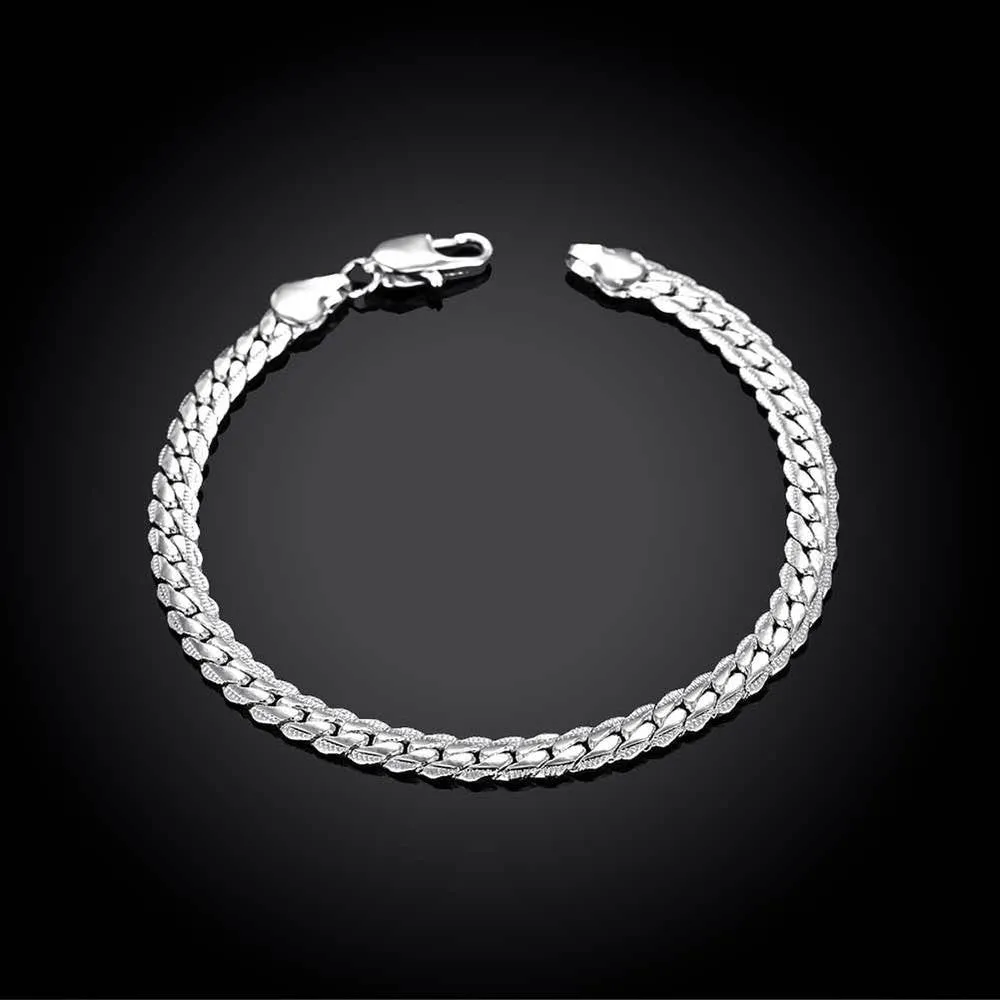Silver plated Fashion snake 5 mm Width bracelet/bangle Jewelry crystal trendy men women bracelets