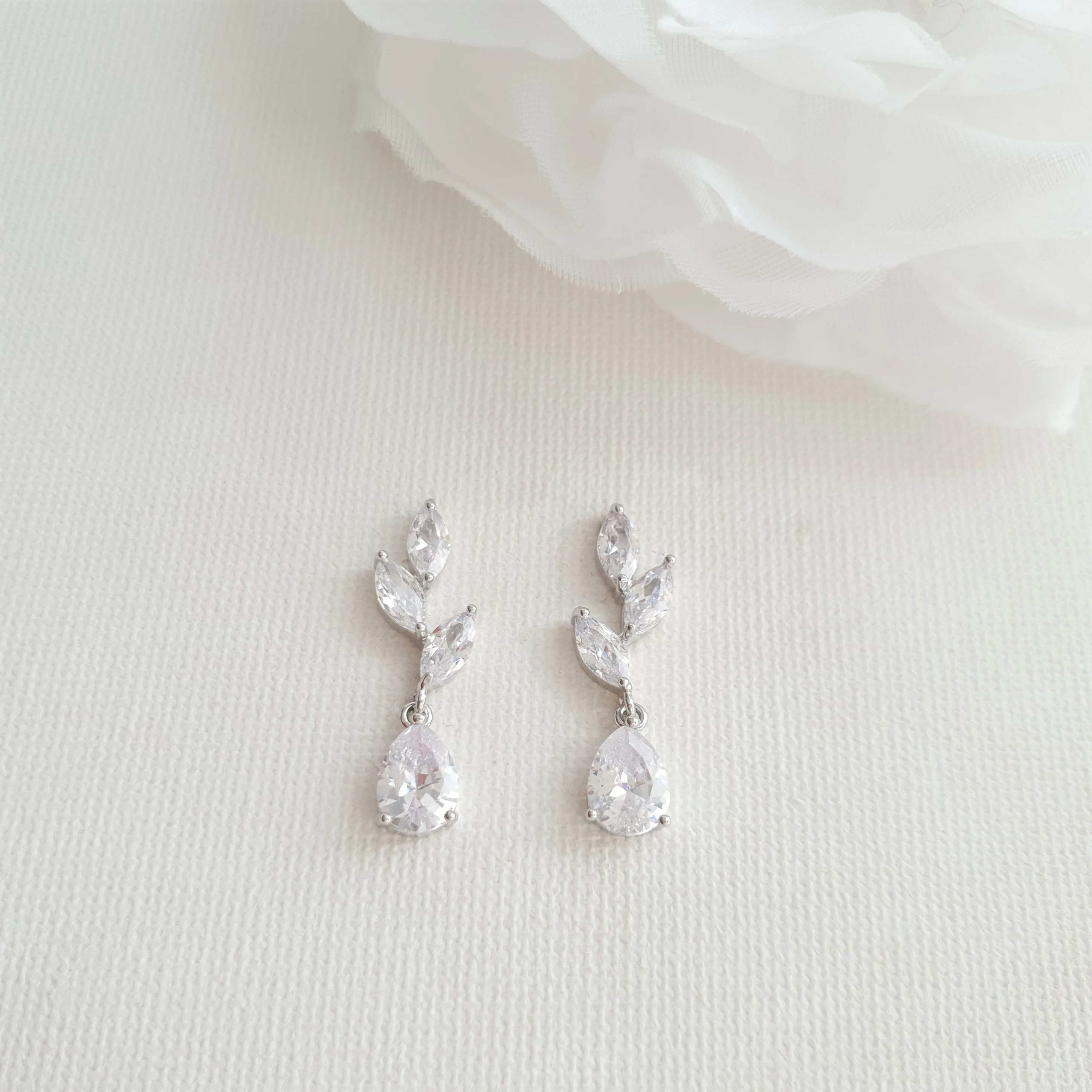 Small Rose Gold Leaf Drop Earrings-Taylor