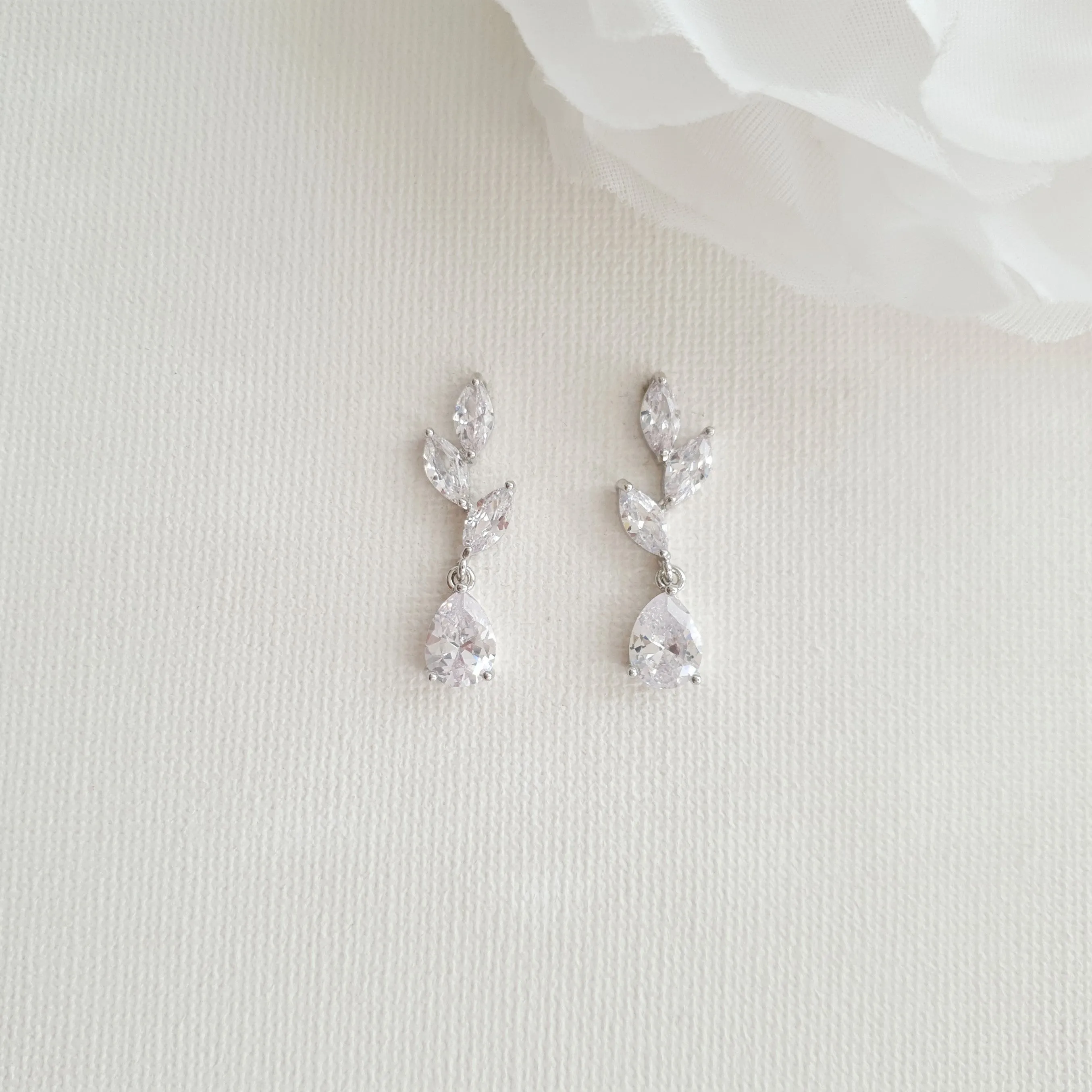 Small Rose Gold Leaf Drop Earrings-Taylor