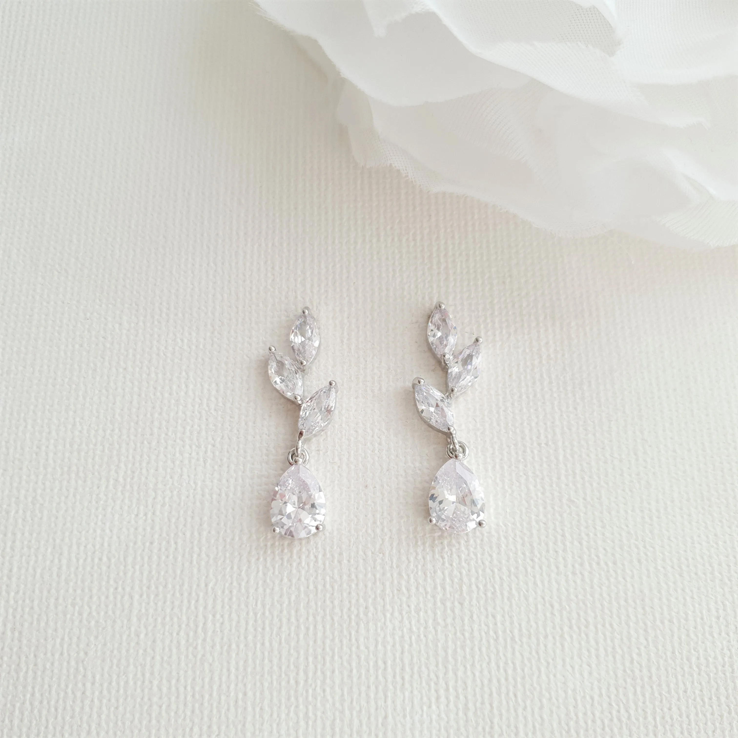 Small Rose Gold Leaf Drop Earrings-Taylor
