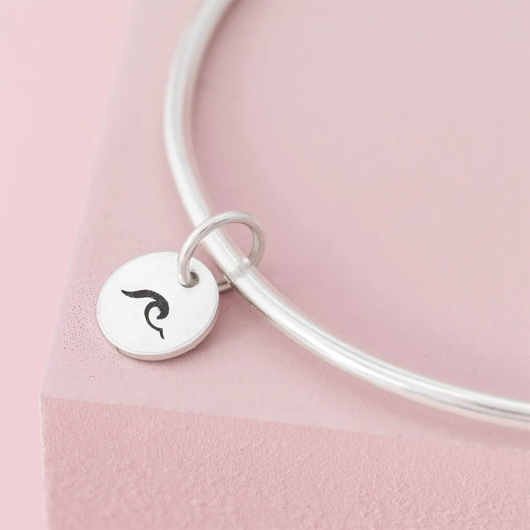 Sterling Silver Bangle with Wave Charm