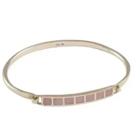 Sterling Silver Pink Mother of Pearl Bangle Hand Engraved