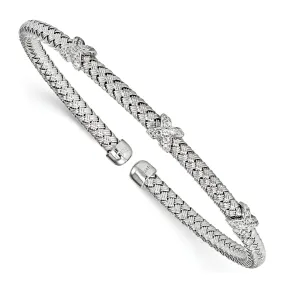 Sterling Silver Rhodium-plated C.Z Woven Cuff