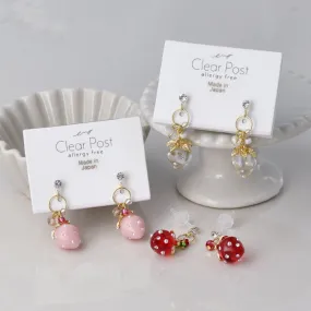 Strawberry Cluster Drop Plastic Earrings