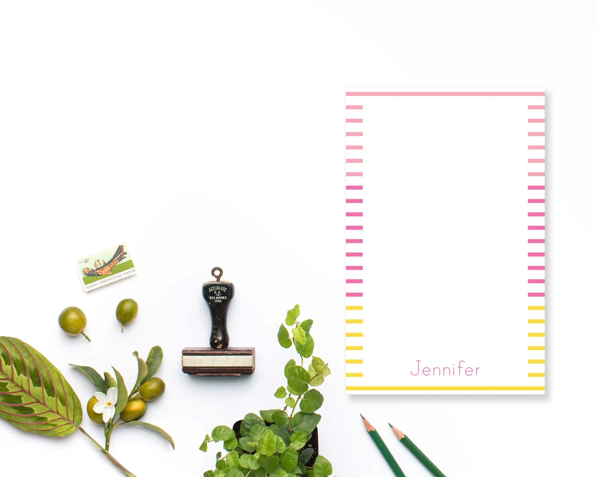 Tropical Stripe Personalized Notepad