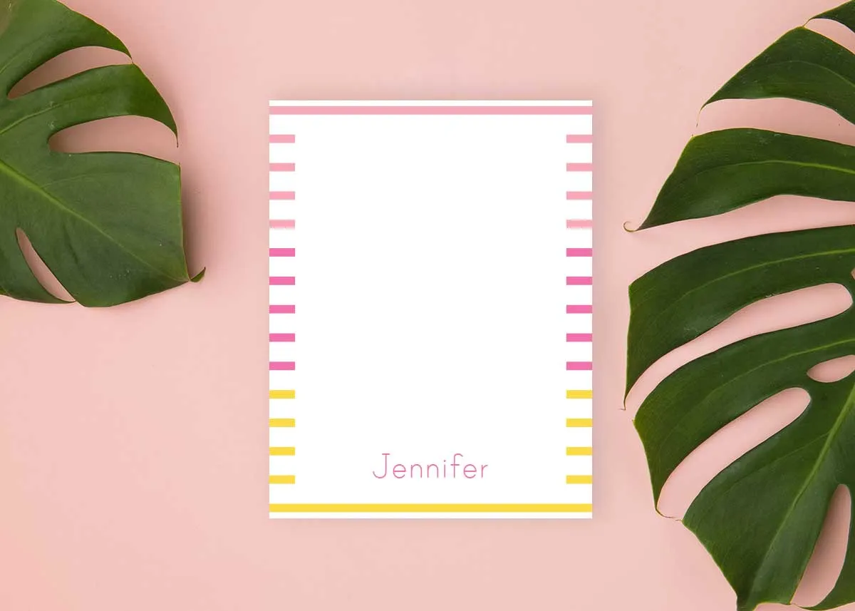 Tropical Stripe Personalized Notepad