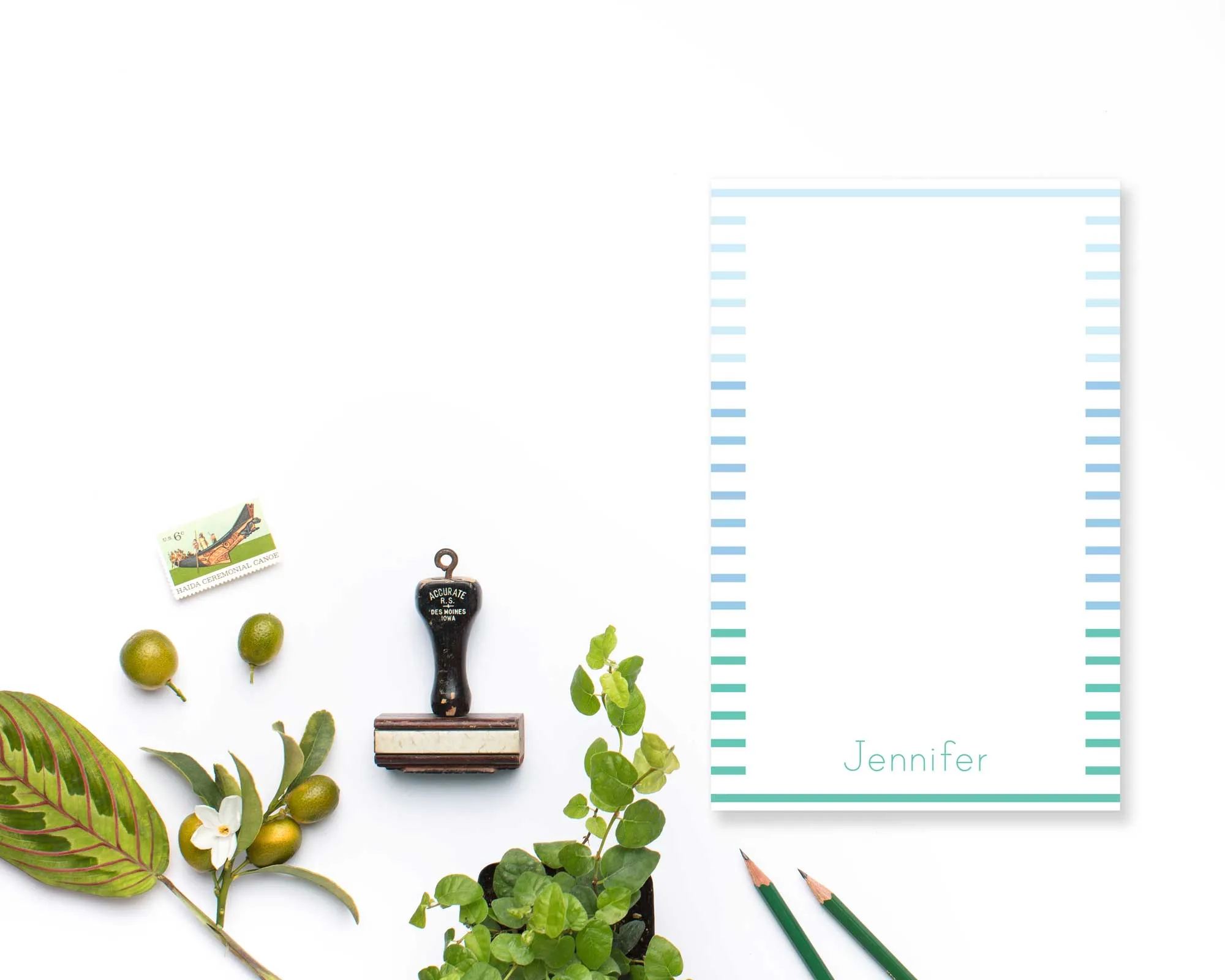 Tropical Stripe Personalized Notepad