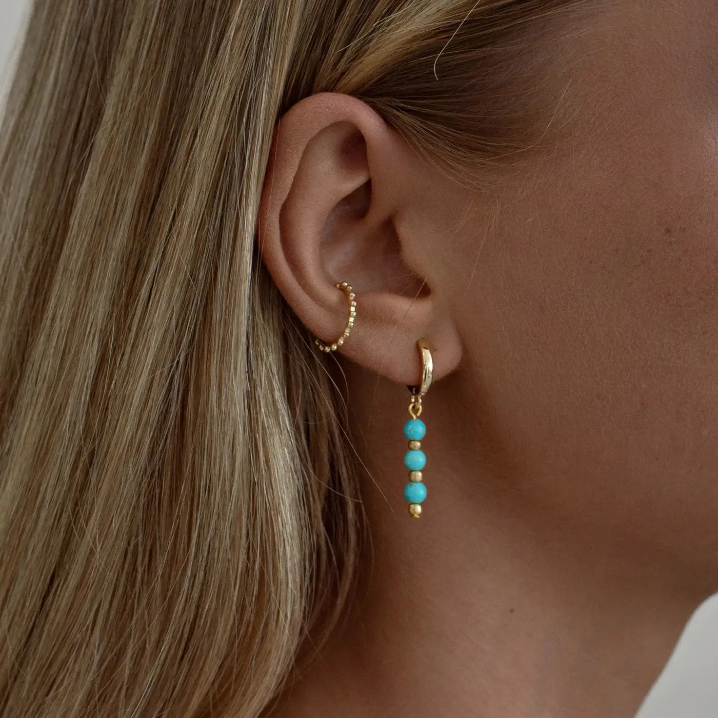 Turqoise Beads Hoop Earrings