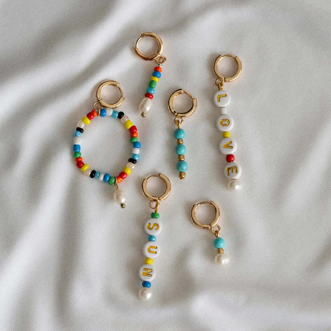 Turqoise Beads Hoop Earrings