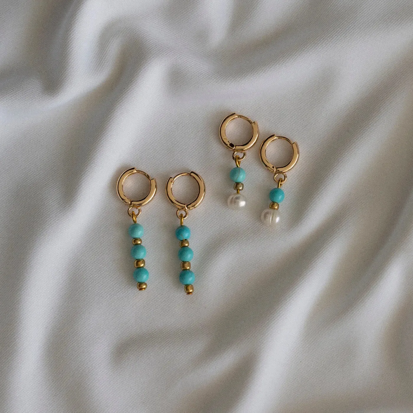 Turqoise Beads Hoop Earrings