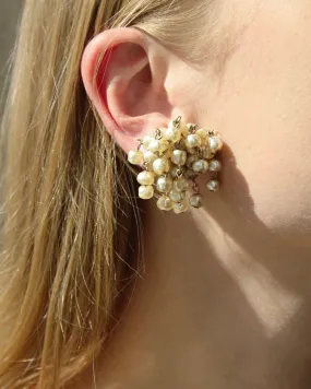 Vintage 1960s Pearl Cascade Cluster Earrings