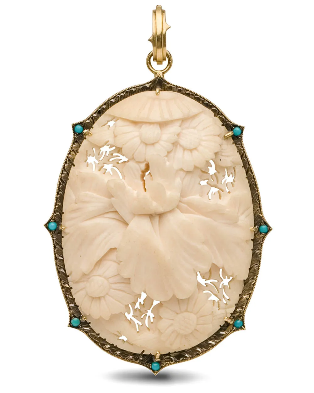 Vintage Carved Lava Cameo Pendant