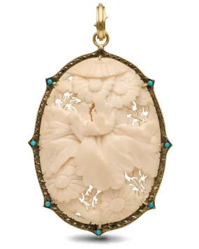 Vintage Carved Lava Cameo Pendant