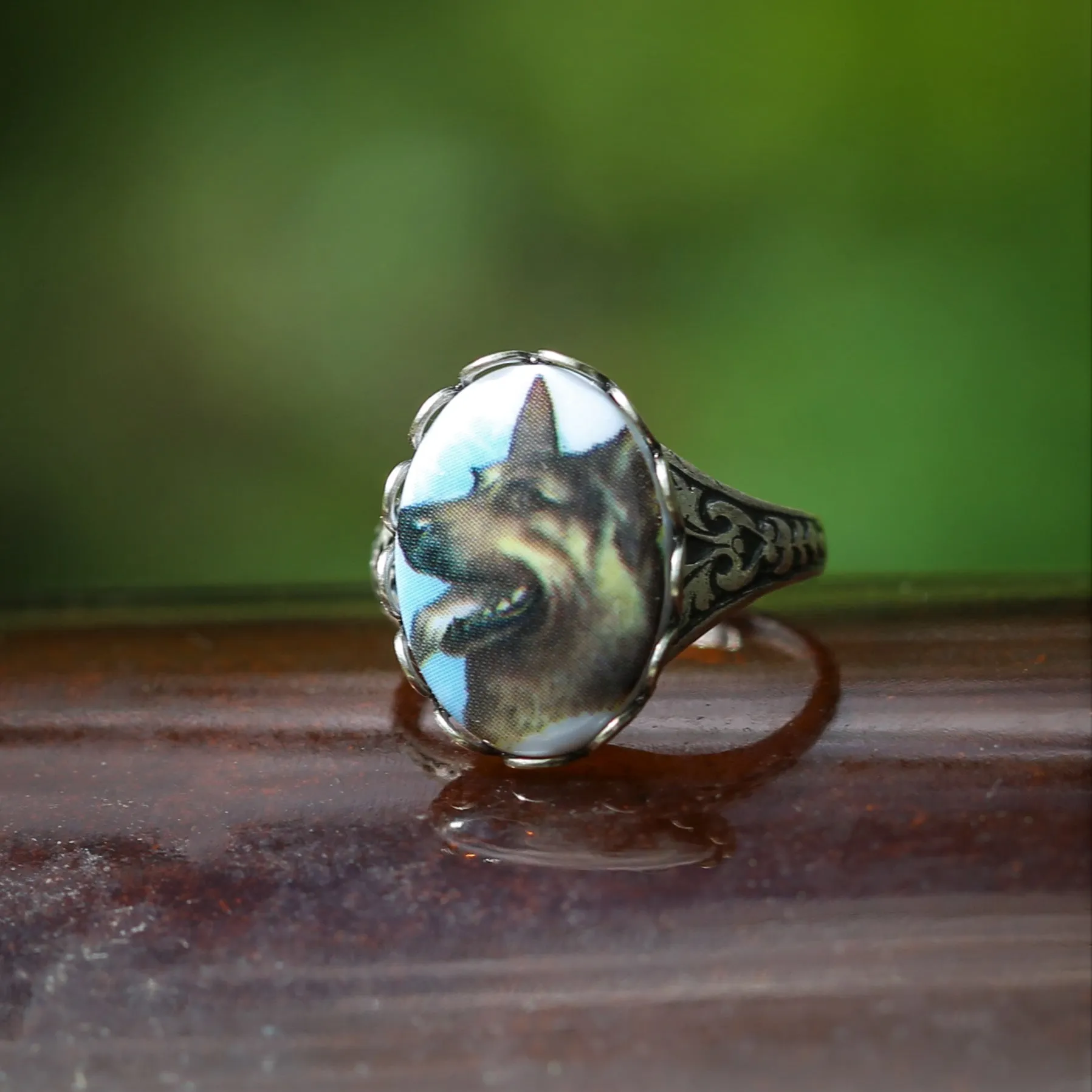 Vintage Dog Cameo Ring in Antiqued Silver or Brass - Choose a Canine