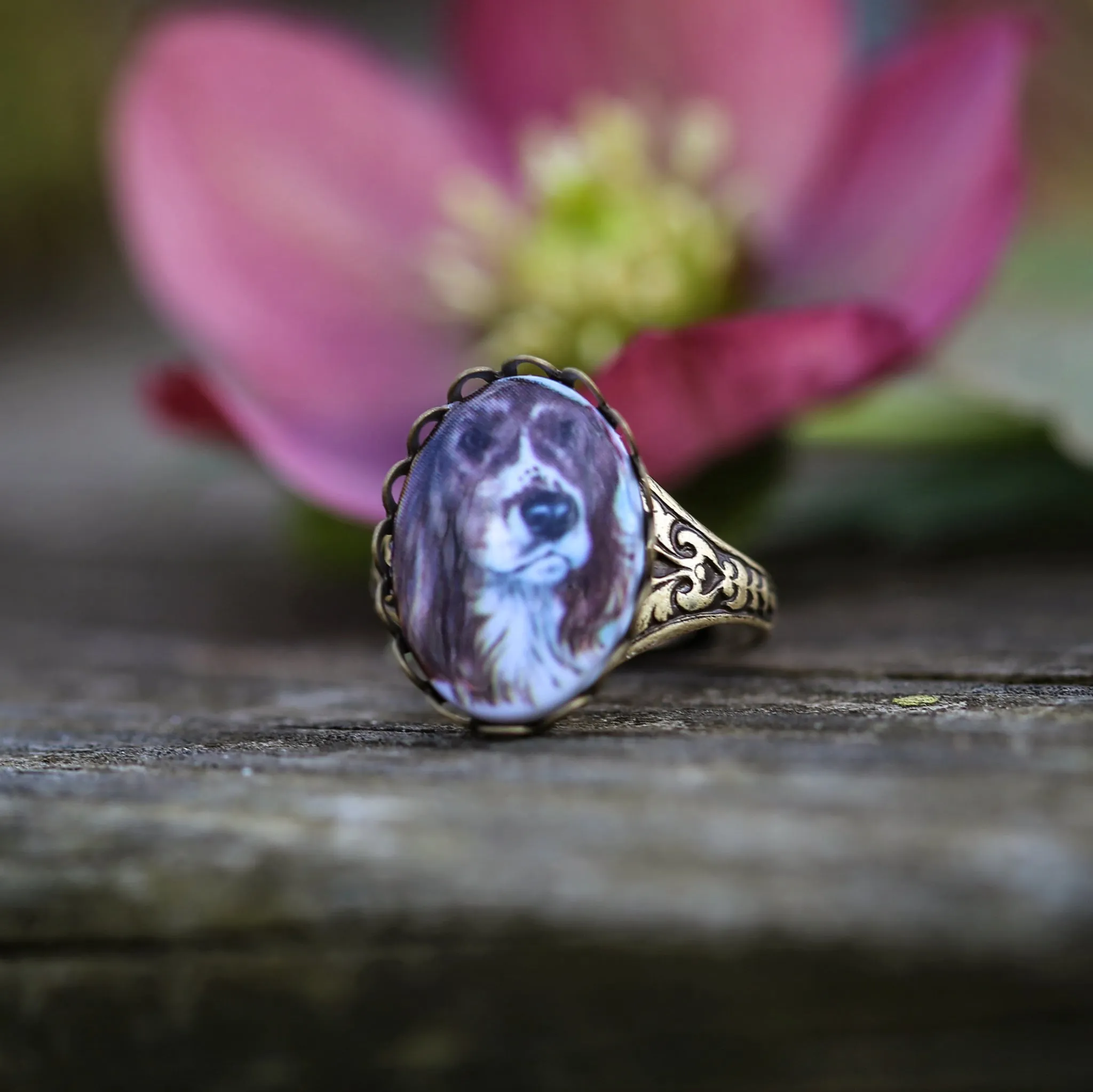 Vintage Dog Cameo Ring in Antiqued Silver or Brass - Choose a Canine