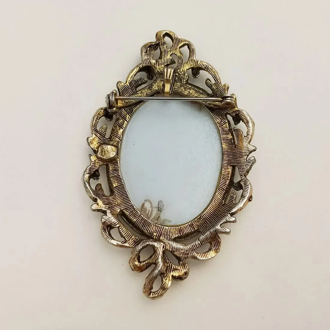 Vintage Painted Flowers Brooch Pendant