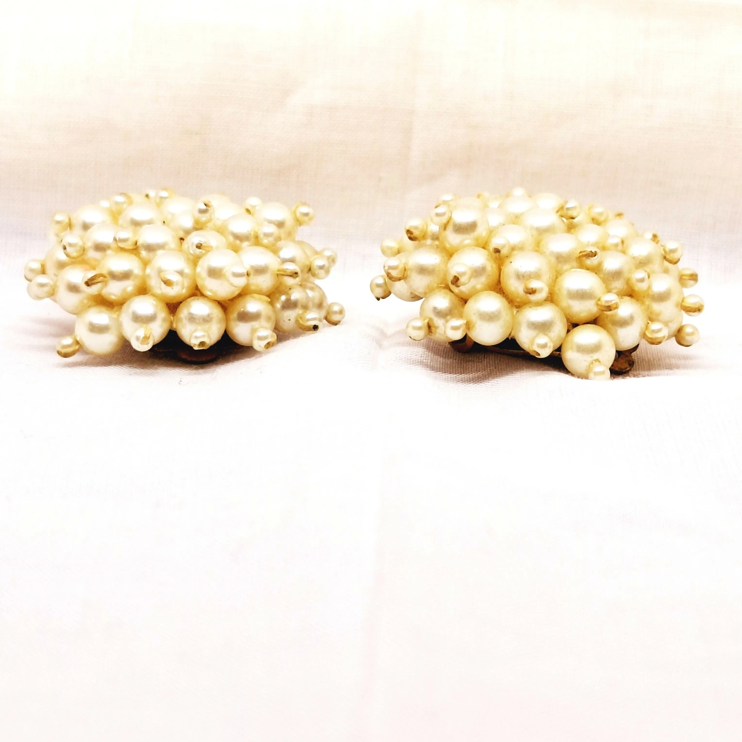 Vintage Pearl Cluster Clip-on Earrings