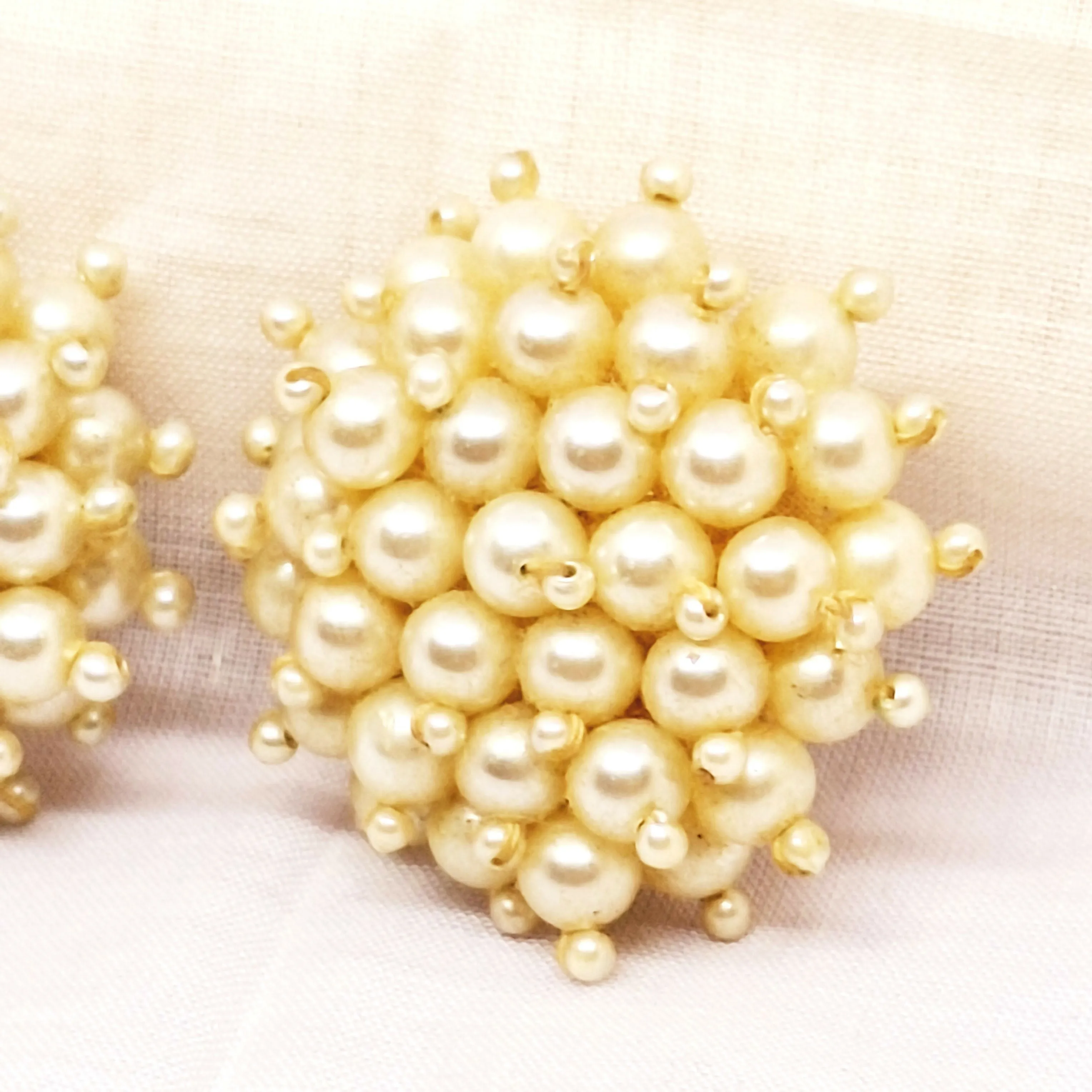 Vintage Pearl Cluster Clip-on Earrings