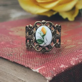 Vintage Rose Bud Cameo Ring