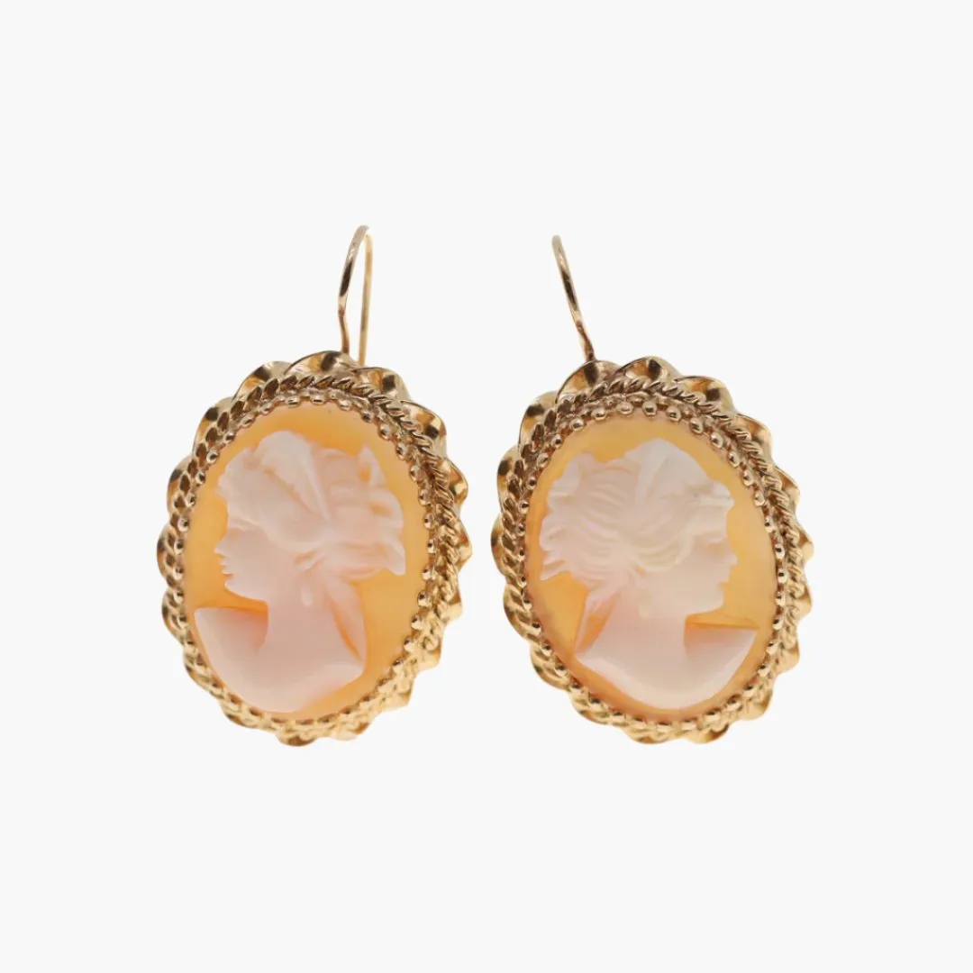 Vintage Shell Cameo Earrings