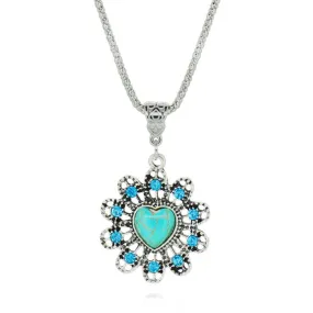 Vintage Turquoise necklaces & pendants Fashion Silver Color Jewelry for Women Classic Crystal Statement Chain Necklace