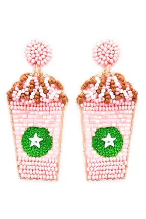 Viola Pink Frappuccino Seed Bead Earrings