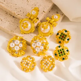 Wholesale Medieval Style Hollow Heart Rice Bead Earrings