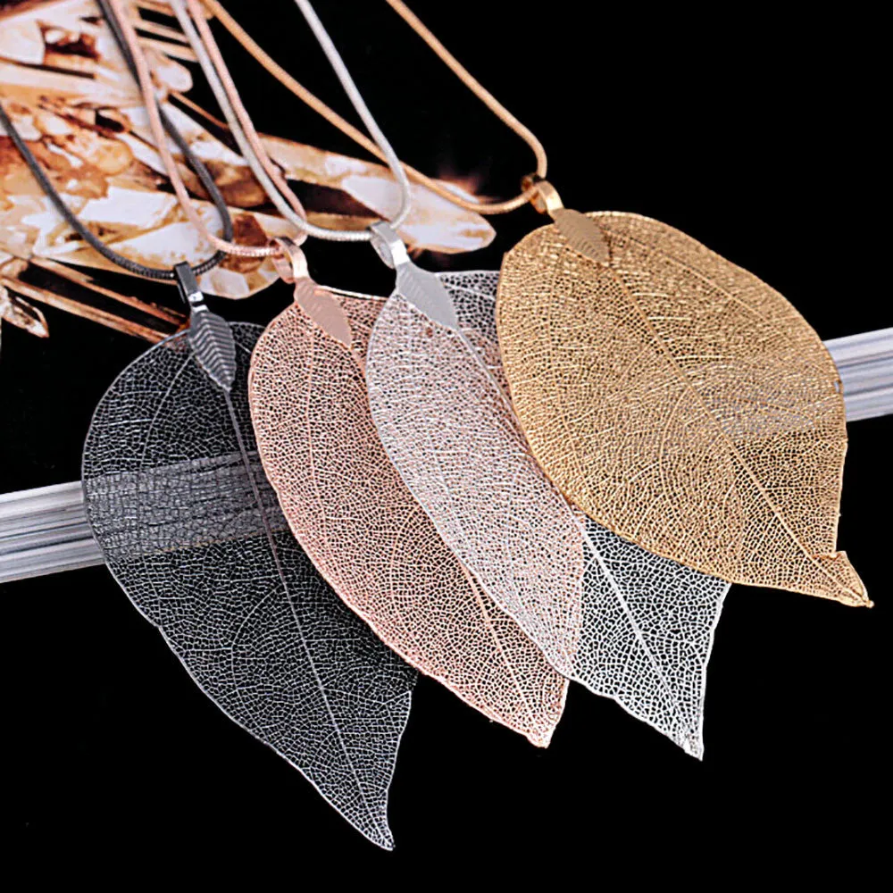 Womens Sweater Coat  Special Leaves Long Chain Jewelry Necklaces